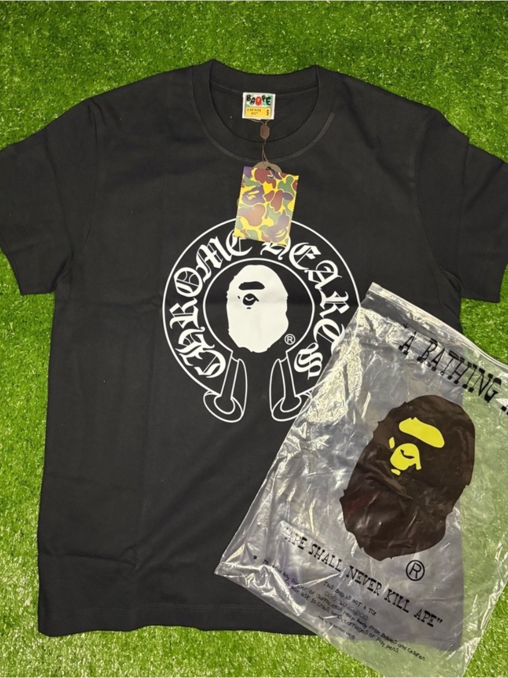 BAPE x Chrome Hearts Baby Milo Style Black Graphic Tee